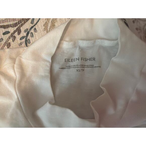 Eileen Fisher Womens Band Neck Oversized Tunic Long Top Cut Sleeve White Sz XS - Picture 6 of 8